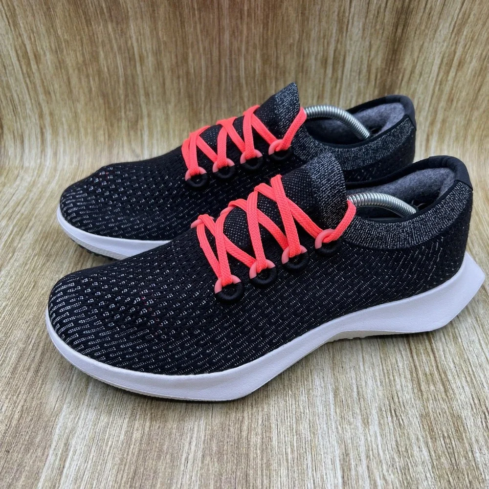 Allbirds Tree Dashers 2 Women's Size 9.5 Black‎ Neon Coral Running Sneakers TD2